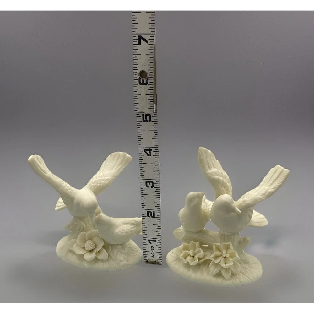 White Doves Bisque Porcelain Set Of‎ 2 Love Birds